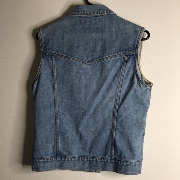 Eddie Bauer button down denim vest with cutoff sleeves size small - Picture 8 of 10